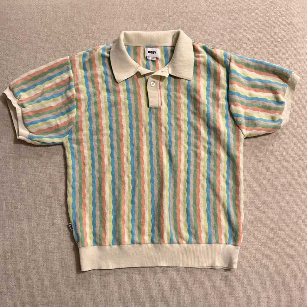 Obey Surface Wavy Stripe Polo Shirt Sweater Men’s medium